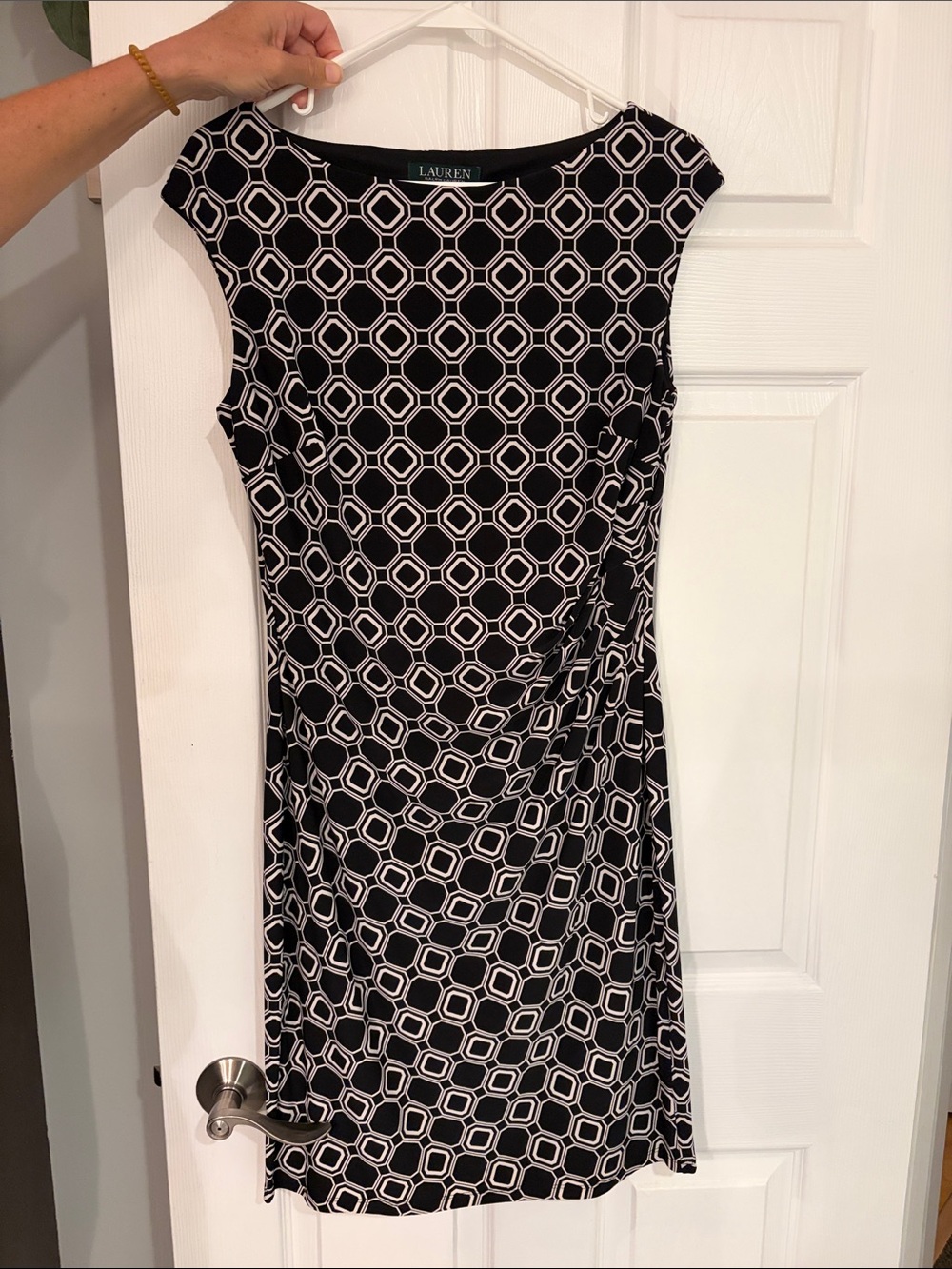 Ralph Lauren Black and White Geometric Midi Dress